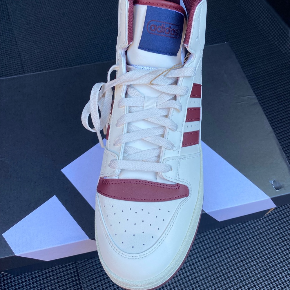 Retro Adidas High-Top Sneakers - White, Red, and Blue - Picture 2 of 5